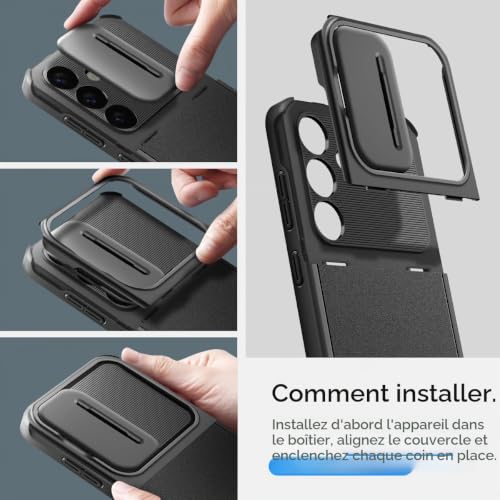 Coque Samsung S24 Spigen Optik Armor avec cache objectif et protection antichoc noire