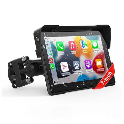 Wireless Motorcycle Apple Carplay,7 Inch Portable Motor GPS Navigation with Apple Carplay & Android...