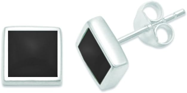 Heather Needham SilverSterling Silver Onyx Earrings. Square Studs. - SIZE: 6mm. Gift boxed.5809ON