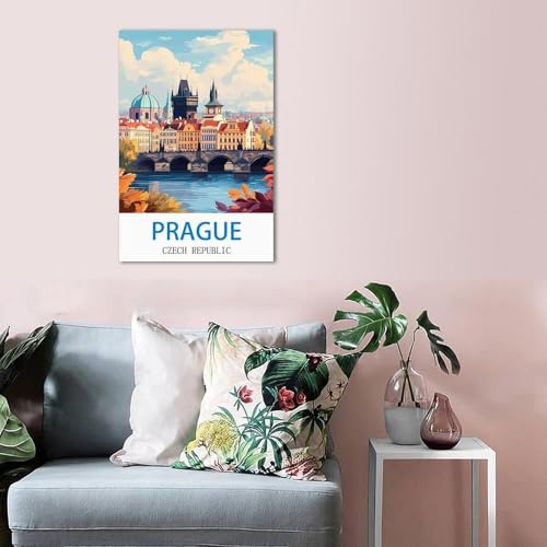 Impression toile vintage Prague tableau Republique tcheque 60x90
