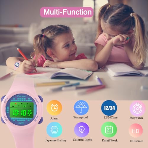 Image of Kids Digital Watch for Girls Boys,Children's Waterproof Colorful Light UP Outdoor Sport Watch with Stopwatch Alarm-Kids Gifts for Girls Boys