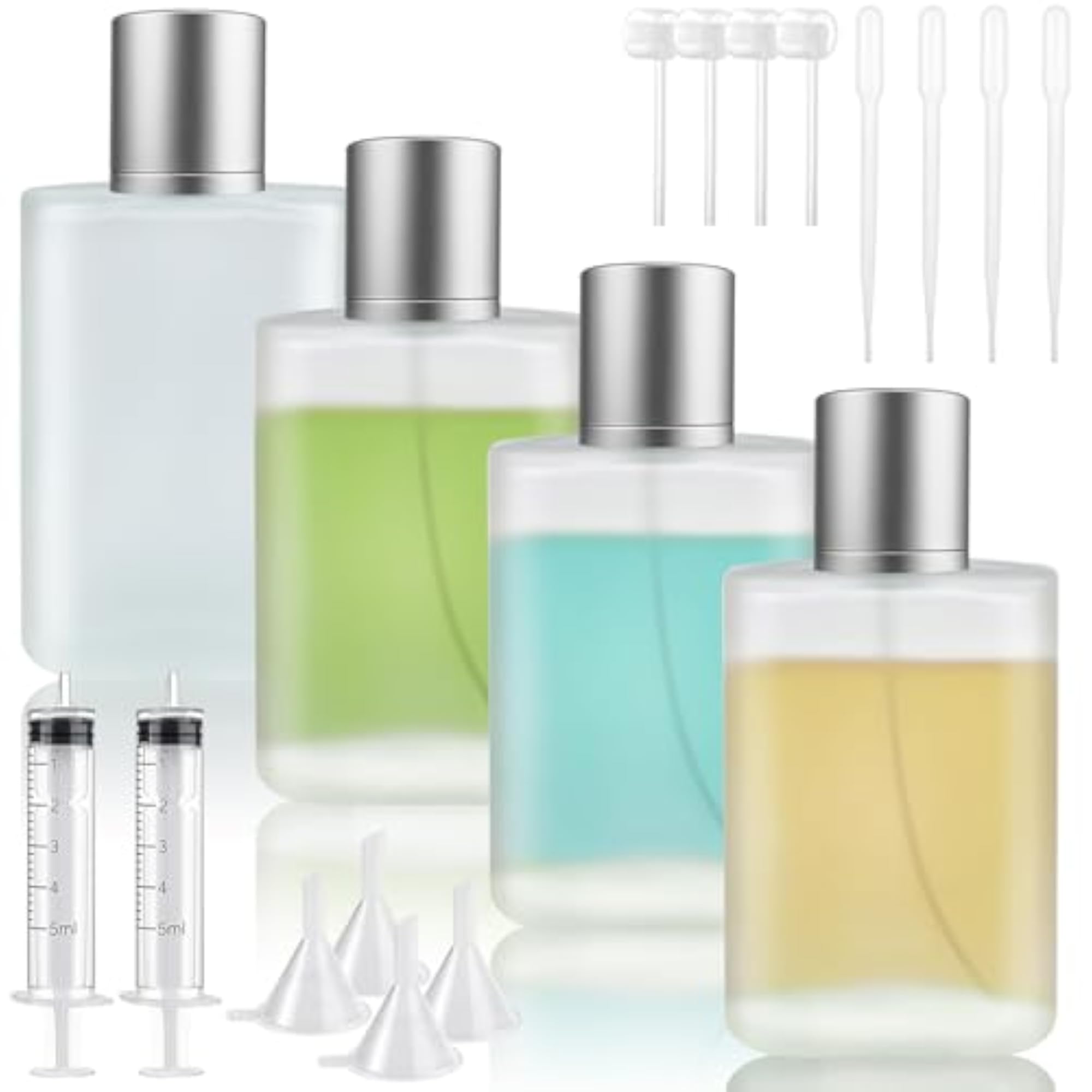 4Pcs 50ml Clear Glass Perfume Atomiser Spray Bottles Set