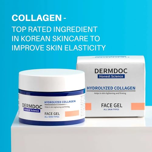 Image of DermDoc Skin Tightening Face Gel with Hydrolyzed Collagen (50g) | collagen gel for face | skin collagen booster
