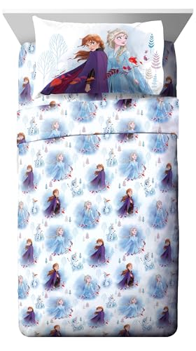 Image of Disney Frozen 2 Forest Spirit 5 Piece Twin Bed Set - Includes Reversible Comforter & Sheet Set - Bedding Features Elsa & Anna - Super Soft Fade Resistant Microfiber - (Official Disney Product)