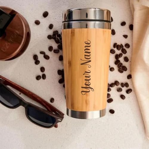 Image of Giftana Rakhi Gift Set for Brother, Designer Rakhi with Personalized Tumbler, Brownie Brittle, Roli Chawal Set for Raksha Bandhan Gift for Brother, Bhai, Bamboo Tumbler 450ml