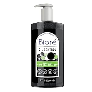 Biore Deep Pore Charcoal Face Wash, Daily Facial Cleanser for Dirt & Makeup Removal, for Oily Skin, 6.77 Oz