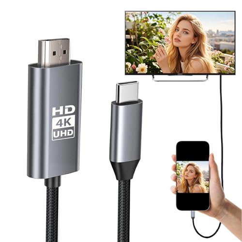 Grithope USB Type-C to HDMI 変換ケーブル 1.8M 【最先端技術搭載・4K対応】|高速伝送 ミラーリング AV接続ケーブル HDMIアダプター|スマホ テレビ モニター 拡張・分割画面モード対応|iPad Pro/Air/min