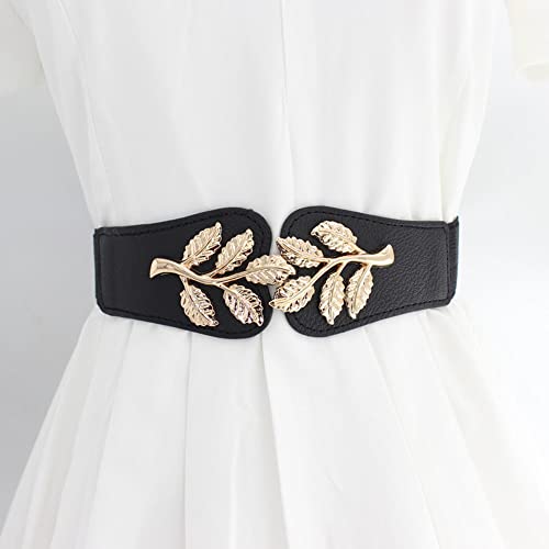 Skinny Belts for Women ,golden leaves Belts Fashion Dress Belts Stretch Women Waist Belts Plus Size Elastic Waist Band for Dresses.(Red), 65x4cm3