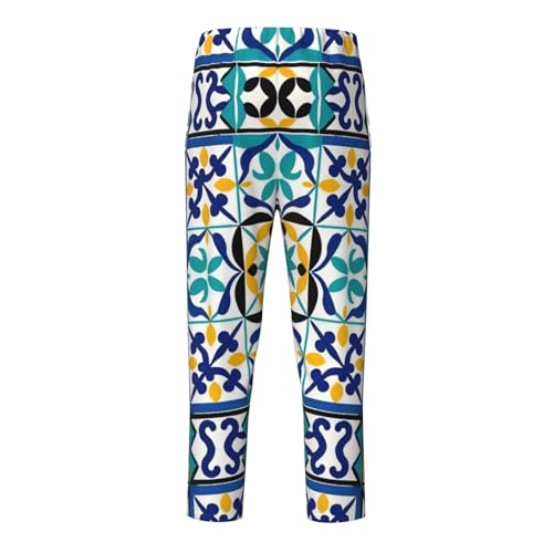 Pajama Pants Pajama Bottoms with Elastic Waistband Sleepwear Lounge Pants, Mexican Ceramic Tile Flowers2