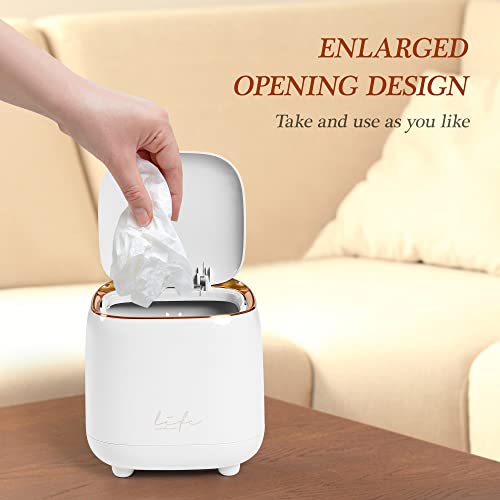 Image of Mini Countertop Trash Can with 10 Rolls of Trash Bags,Tiny Desk Trash Cans | with Press Type Lid, Desktop Trash Can Applicable for Bathroom Vanity Home Office