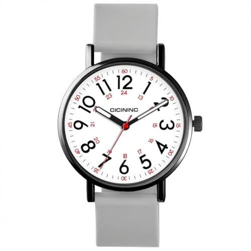 Image of cicininc Watch with Second Hand for Nursing Women | Analog | Military Time | Silicone Band | Easy Read Dial | 12 /24H | for Nurses, nursing students, medical professionals