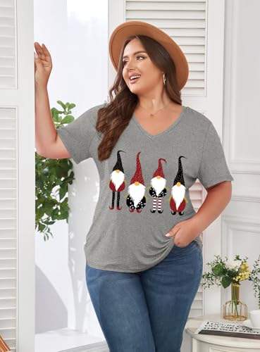 Image of ForHailey Women's Plus Size Short Sleeve Tee Shirt V Neck Basic Ladies Loose Fit T Shirt 1X-5X