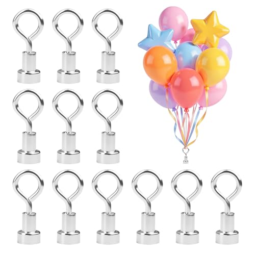 12 Pcs Magnetic Balloon Weights Reusable Helium Balloon Weight Stand Strong Magnets for Party Decorations Balloon Weights for Birthday Wedding Christmas Decorations Silver