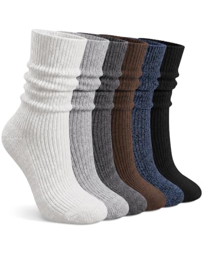 Image of Socksfad Merino Wool Socks for Women Winter Warm Slouchy Boot Socks, Mix B