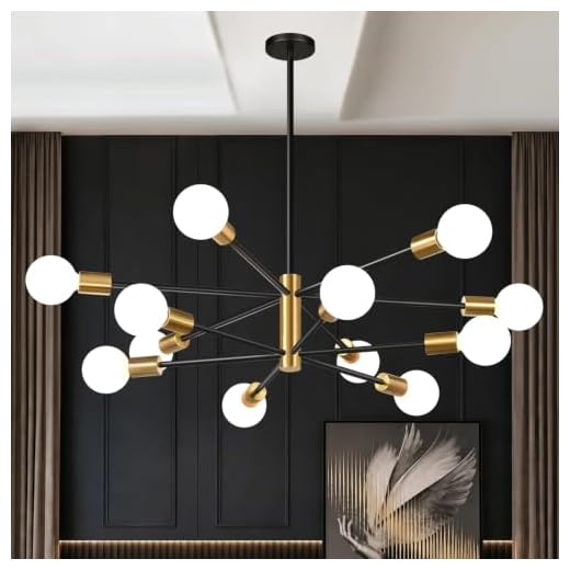 Height Adjustable 12-Light Modern Chandelier