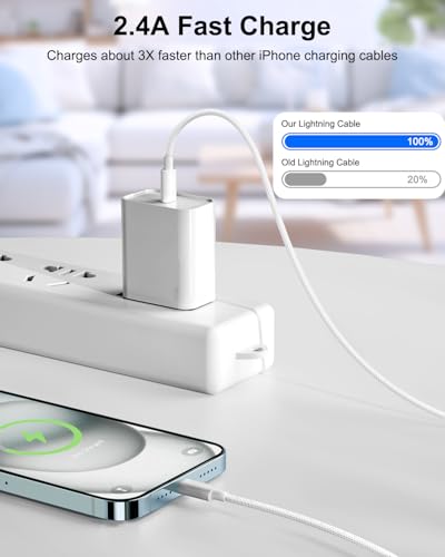 Image of iPhone Charger Lightning Cable 3FT+6FT 2Pack,[Apple MFi Certified] USB A to Lightning Cable Nylon Braided iPhone Fast Charging Cable Cord for iPhone 14 13 12 11 Pro Max / /XS /XR /8 /7 /6 /5 /SE,iPad,AirPods