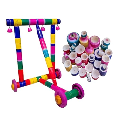 Image of Iagri Multicolour Wooden Walker and Traditional Wooden Toys