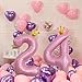 YFHVJTKO 40 Inch Number 14 Pink Crown Balloon Set,14th Celebration Decorations for Happy 14th Birthday Party Wedding Bridal Shower Engagement Photo Shoot Anniversary Decoration, Baby Pink 14 Balloon