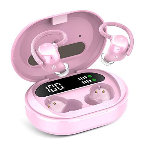 Auriculares-Inalambricos-Deportivos-Hi-Fi-Estereo-Auriculares-Bluetooth-52-con-Microfono-Carga-Rapida-USB-C-Pantalla-LED-IPX7-Impermeable-Cascos-Inalambricos-Bluetooth-con-Gancho-Rosa