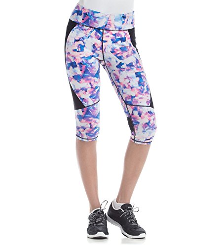 Calvin Klein Womens Printed Capri Leggings, Radiant Blue Combo, X-Large