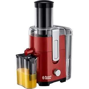 Russell Hobbs Entsafter [Gemüse und Obst] Desire Rot (XL Einfüllöffnung f. ganzes Obst & Gemüse, 2 Geschwindigkeitsstufen, 750ml Saftbehälter, 2,0l Fruchtfleischbehälter, BPA-frei) Saftpresse 24740-56
