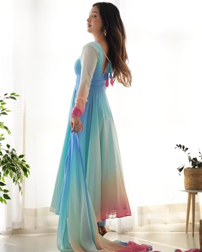 Image of KD Women's Anarkali Floral Printed Kurta Pent Set with Dupatta Anarkali Kurta for Women | Kurta Set | Ethnic Set | Dupatta Set