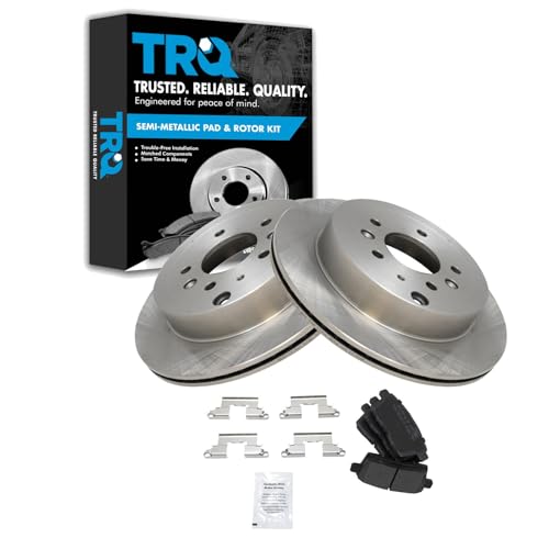Image of TRQ Rear Brake Pad and Rotor Set Semi Metallic Vented Rotors