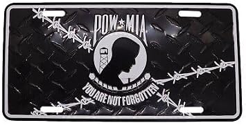 Pow Mia You are Not Forgotten Barbed Wire Diamond Deck 6"x12" License Plate