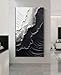 YaSheng Art - Thick Texture Abstract Oil Painting Hand-Painted sea wave Black and White Wall Art Minimalist modern Art Paintings Home Living room Room Dining Room Bedroom Wall Decorative Art Oil Painting 24x48inch