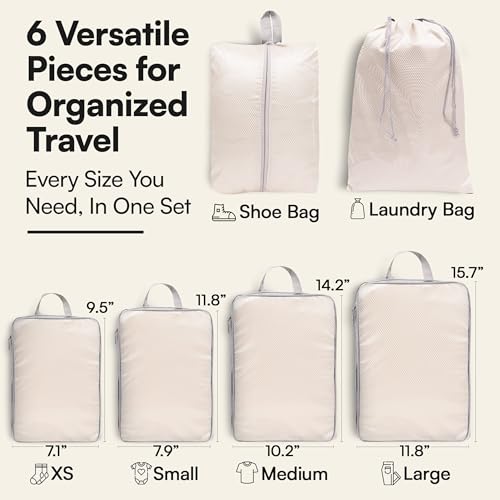 AMHARBOR Set of 6 Compression Packing Cubes for Travel - Space-Saving Luggage Organizers - Vacation Travel Essentials - Lightweight Accessories for Suitcase2