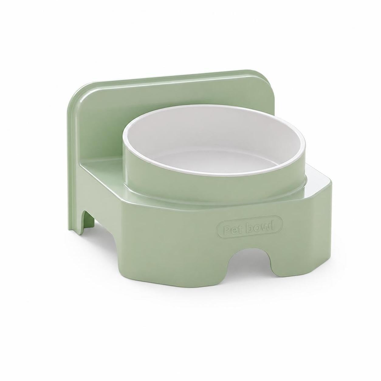 Hailong Ming Elevated Cat Bowls for Neck Protection, Tilted Cat Food Bowl with Stand, Automatic Cat Feeder, Green