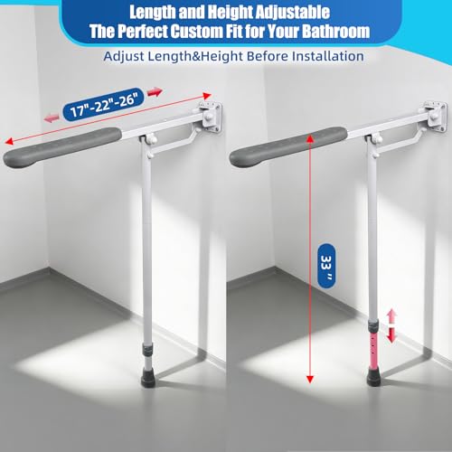 Barre d'appui de toilettes réglable 66 cm avec pied - 3