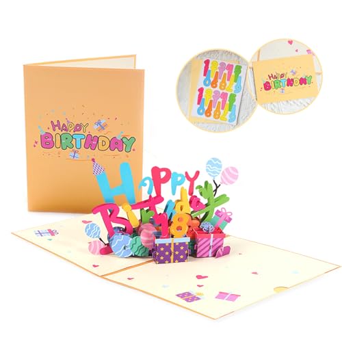 LUAVFA 3D Pop-Up Birthday Card Set - Creative Surprise for Warm Birthday Wishes! Postcards Pop Up Greeting Cards Laser Cut Happy Birthday DIY Cards Best for Your Mom,Wife,Sister, Boy,Girl,Friends