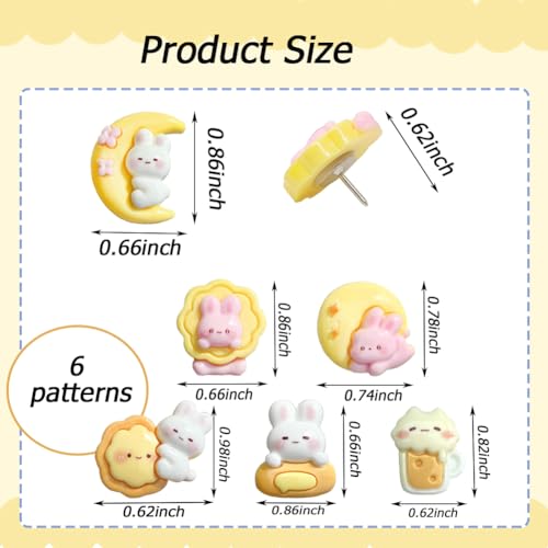 30 pcs Rabbit Push Pins Cute Rabbit Thumb Tacks Creative Drawing Pins Softwood Decorative Push Pins Billboard Photo,for Bulletin Board Office Supplies(Yellow Rabbit) - Image 4