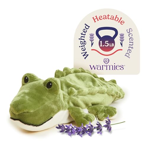 Image of warmies Microwavable & Weighted Stuffed Animals, Alligator - Heated Stuffed Animal Plushie for Warmth & Comfort - Cute Soft Plush Toys for Boys, Girls, Babies & Toddlers