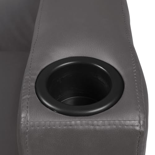 Image of Romig Superstellar Loveseat with 360-Degree Swiveling Tablet Arm, Under-Seat Storage, Ash Grey Finish, Grey Vinyl Upholstery, Ergonomic Seating for Offices, Lounges, or Classrooms