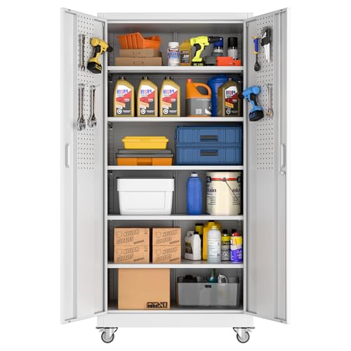 Aobabo 71" H×32" W×16" D Garage Storage Cabinet with Wheels,