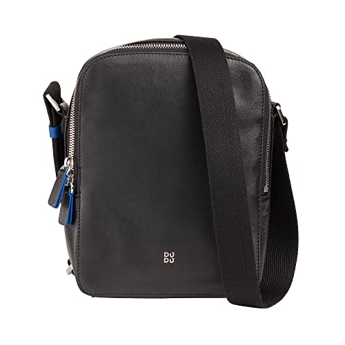 Sac bandoulière en cuir véritable noir DUDU multi-compartiments pour homme
