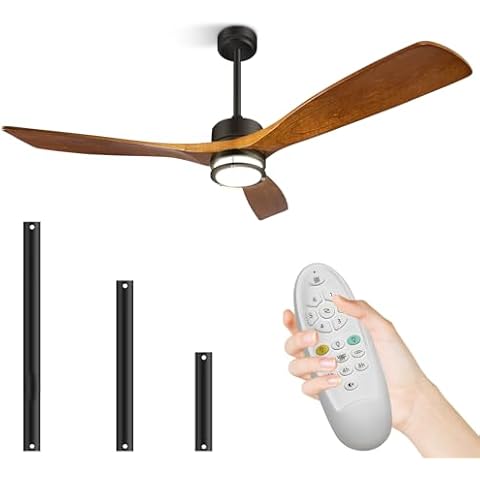 vallerico Ceiling Fans with Lights - 52 Inch Ceiling Fan with Remote, 6 Speeds Noiseless Reversible DC Motor, 3 CCT and 10%-100% Dimming Light, Wood Ceiling Fan for Living Room, ETL Listed, Walnut Cover