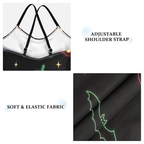 Glowing Neon Pumpkins One Piece Girls Swimsuit, Beach Bathing Suit 3-10 Y with Adjustable Shoulder Strap, 3-10 Y3