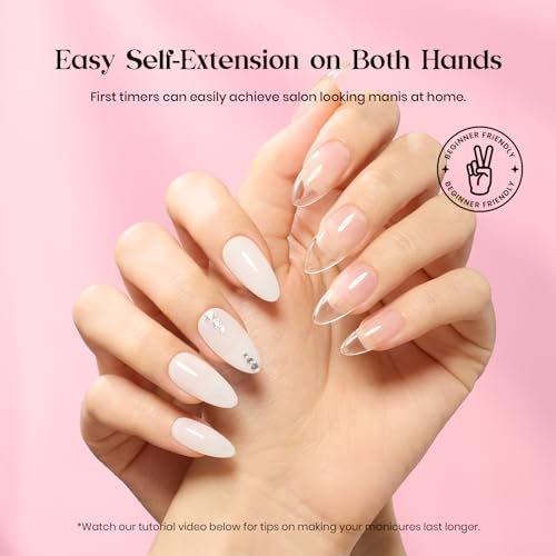 Beetles Gel Nail Kit 600Pcs Medium Almond Nail Tips with Milky White Gel Polish Top Coat, 15 Sizes Soft Clear Gel Nail Tips 5 In 1 Nail Glue Uv Nail Lamp for Nail Extension DIY Nail Salon Gift for Her - Image 5