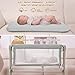 Ezebaby Baby Bassinet Bedside Crib, 3-in-1 Rocking Bassinets Bedside Sleeper with Comfy Mattress and Wheels, 6-Height Adjustable, Stable and Secure Crib for Newborn Infant