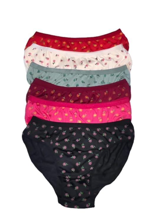 XOWONA Women's Medium Coverage Super Combed Cotton Mid Waist Bikini with Concealed Waistband (Pack of 6 Colors & Prints)-picture-31