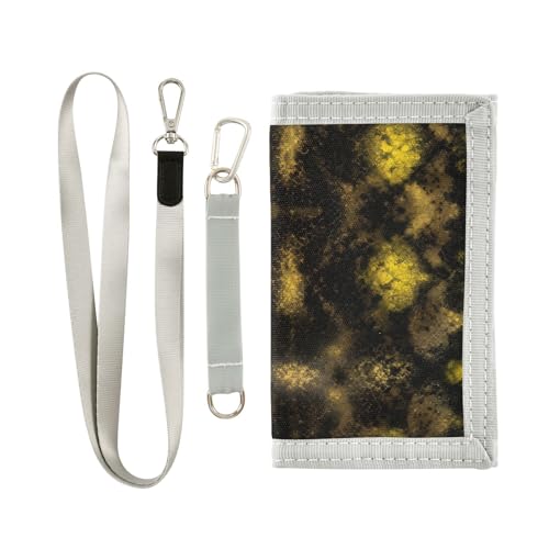 Bolaz The Trifold Camouflage Wallets-Yellow Black Scales Snake Skin Pattern,Customized Coin Case Lightweight Card Pocket Money Organizer