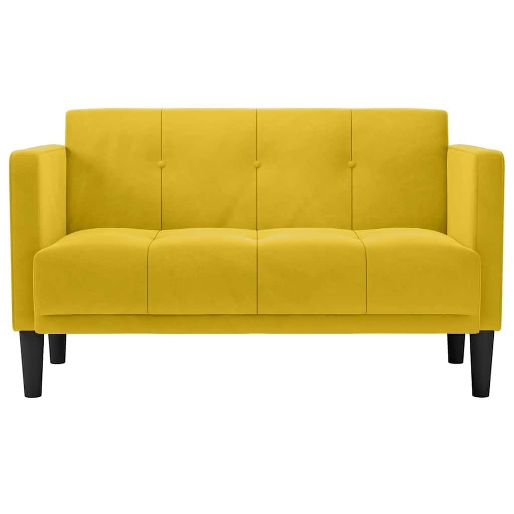 vidaXL Sofá de Dos plazas Amarillo de Terciopelo de 111 cm