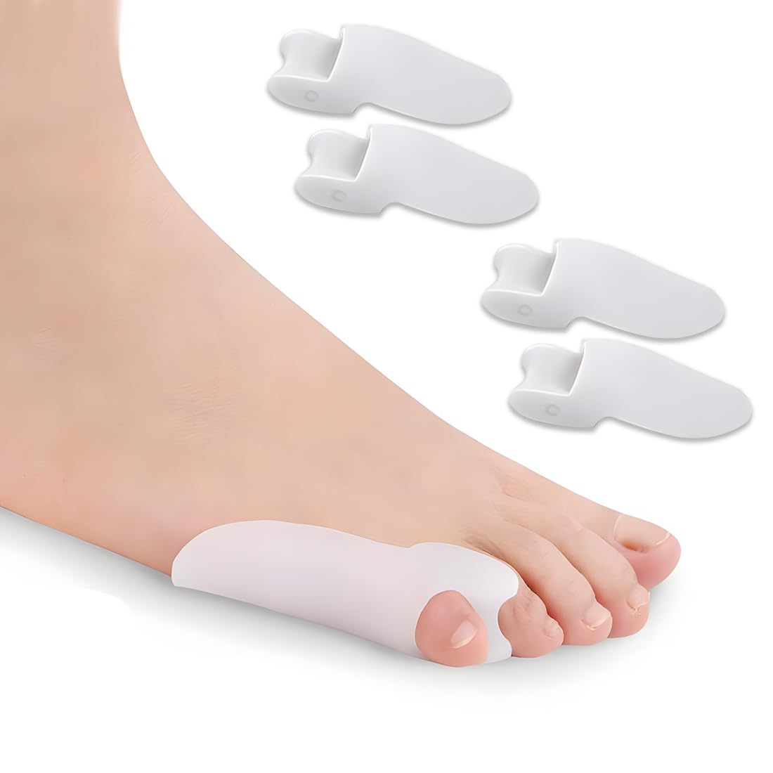 LYQNIHOB Separadores de Dedos de Pie (4PCS) para Valgos y Juanetes, Gel de Nuevo Material con Almohadillas, Dedo pequeño, Alivia el Dolor, Adecuado para Mujeres y Hombres