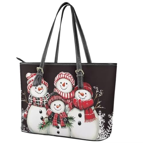 Image of Coldinair Christmas Leather Tote Bag for Women with Zipper Large Shoulder Tote Bag Shopping Casual Travel Bag Handbag Purse