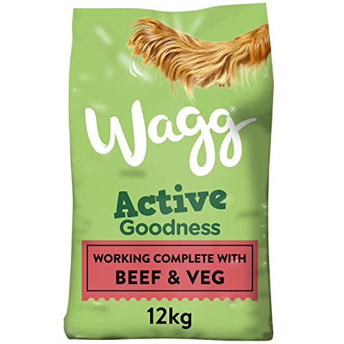 Wagg Active Goodness Cibo secco completo per cani adulti con carne e verdure, 12 kg, per tutte le razze di cani da lavoro attivi