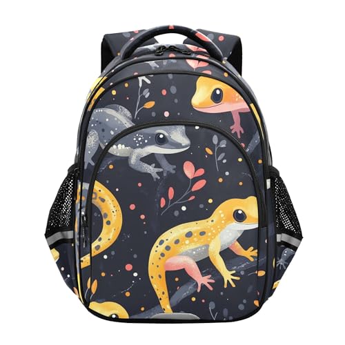 Geckos Pattern Backpack for School Book Bag Tablet Laptop Backpack Work Travel Computer Bag with Reflective Stripes