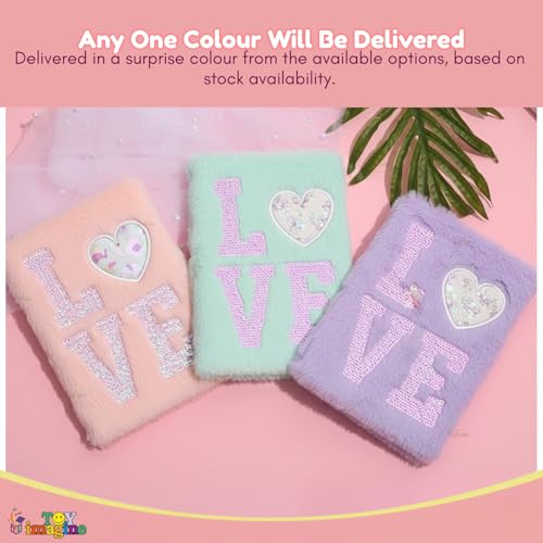 Image of Toy Imagine Plush Notebook Diary Journal for Writing, Drawing & Notes Soft Fur Cover A5 Diary with Sequin Cute Aesthetic Love Design Personal Journal Gift for Girls & Women (Assorted)